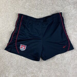 Nike US Womens National Soccer Shorts Black Red Logo Athletic USWNT Size M